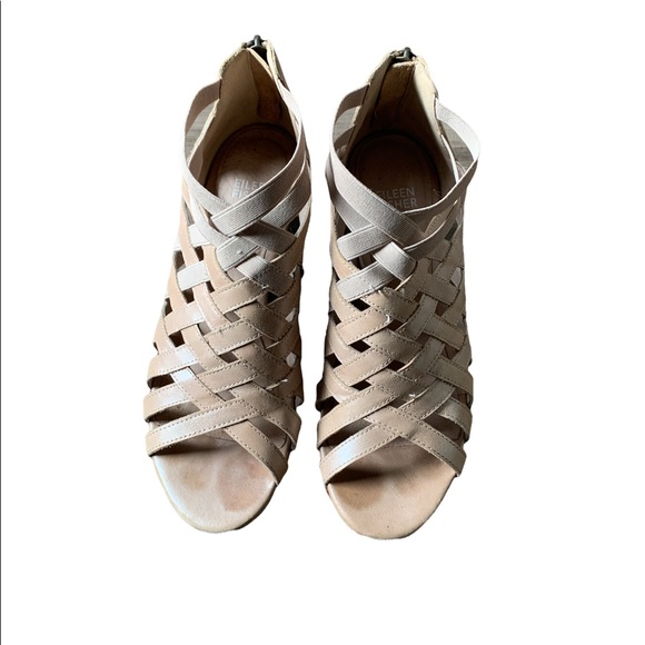 Eileen Fisher Heeled Strappy Sandals with Zipper - Picture 1 of 5